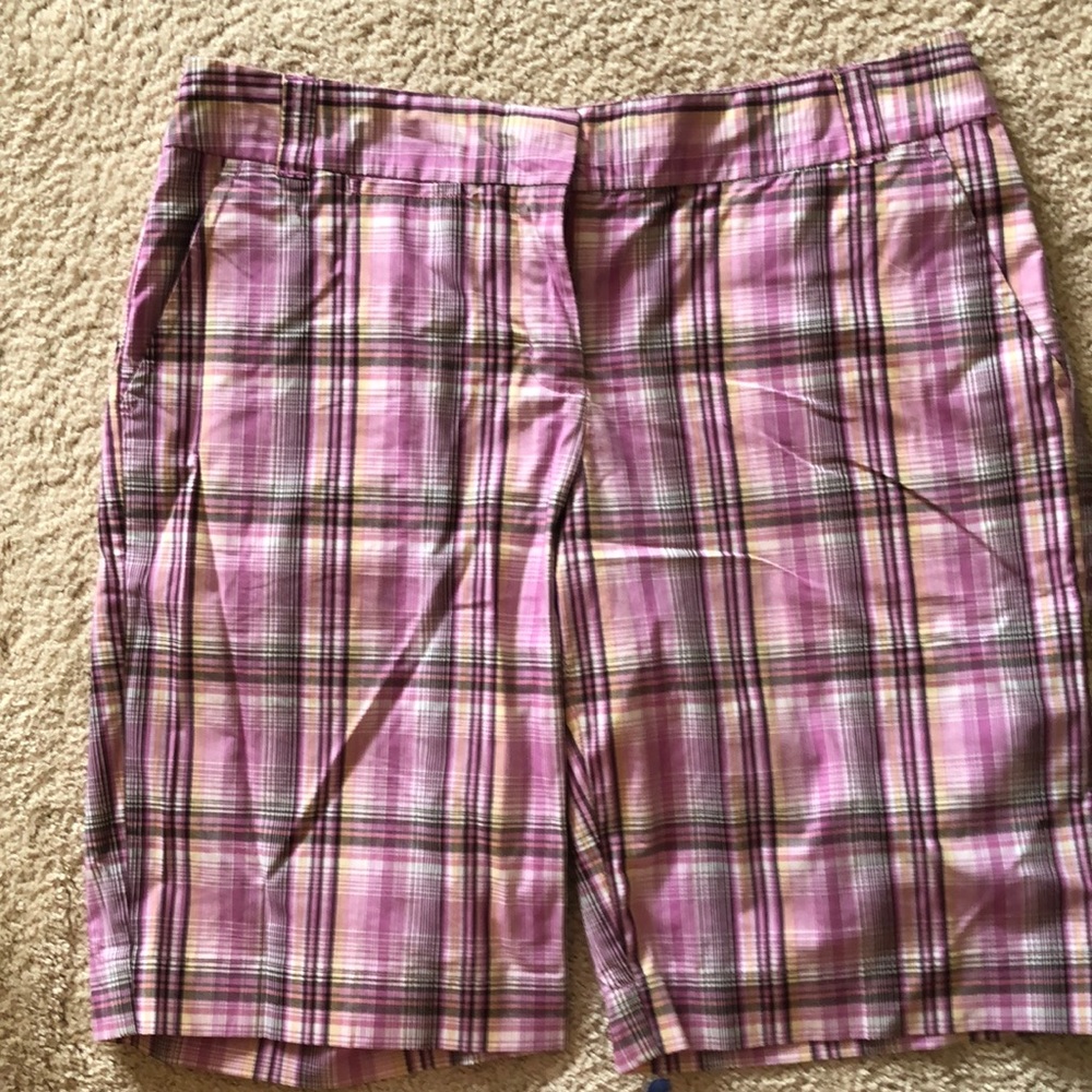 Pink plaid shorts